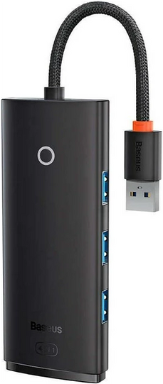 USB-Хаб Baseus Lite Series 4-in-1 (USB-A to USB 3.0*4) (0.25m), Black (WKQX030001)