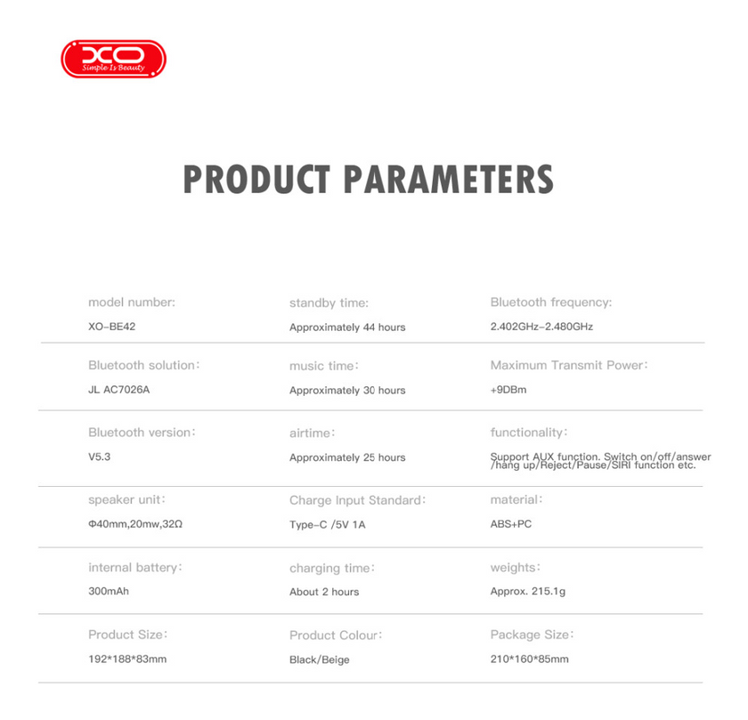 Навушники Bluetooth XO BE42 Scarlet, Black