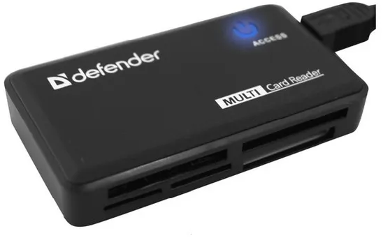 Card Reader Optimus, 6-slots, USB2.0, compact, зовнішній, Defender, Black
