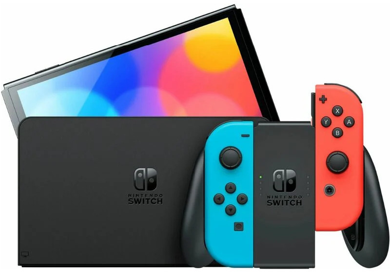 Портативна ігрова приставка Nintendo Switch OLED with Neon Blue and Neon Red Joy-Con