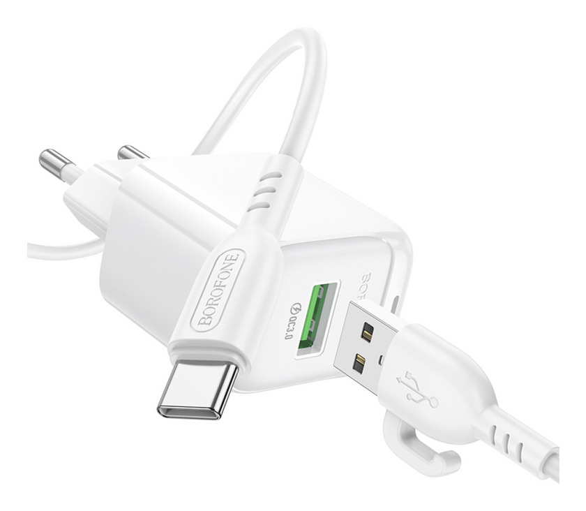ЗП Borofone BAS42A Potential QC3.0 Type-C, White, (BAS42A)