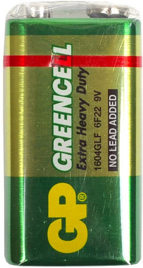 Батарейка GP GREENCELL 9V сольова, 6F22