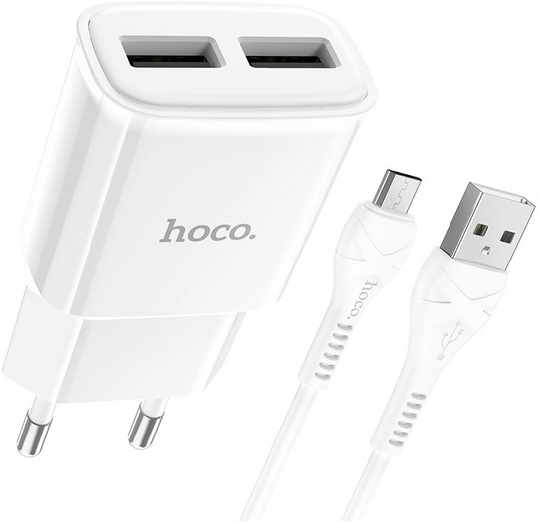 ЗП Hoco C88A Star round (2 USB) + Кабель Micro USB, White