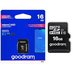 Карта пам'яті MicroSD 16GB GoodRam (UHS-1) + Adapter SD