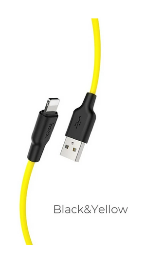 Кабель Hoco X21 Plus Silicone Lightning 2.4A (1m), Black/Yellow