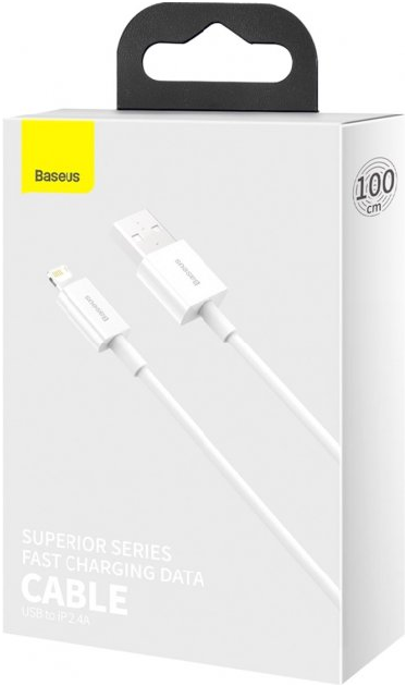 Кабель Baseus Superior Series Fast Charging Lightning 2.4A (1m), White (CALYS-A02), (CALYS-A02)