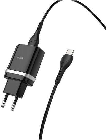 ЗП QC 3.0 Hoco C12Q 3A (18W)/1 USB + Type-C cable, Black