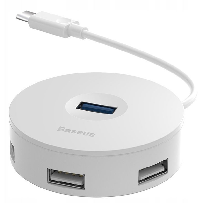 USB Хаб HUB Baseus Round Box USB/Type-C to USB 3.0 + 3USB 2.0 (12см), White, White