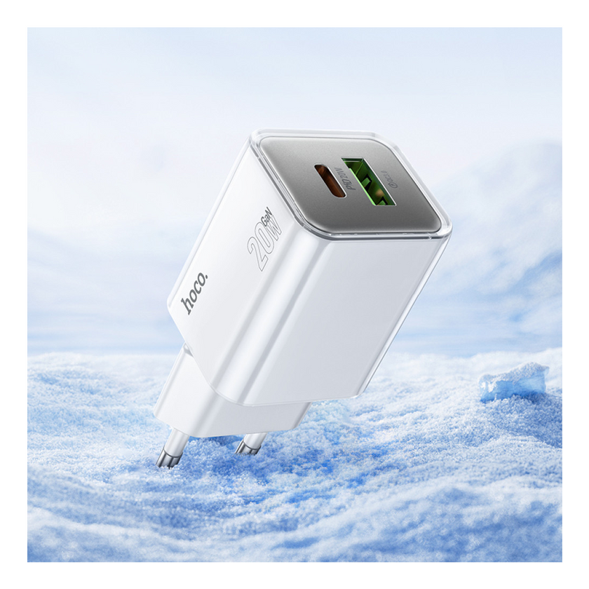 ЗП Hoco N46 Glorious PD20W+QC3.0 (1USB-A/1C) + Type-C to Lightning, Blue