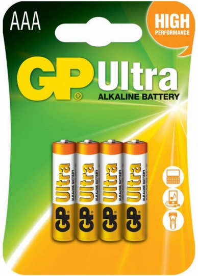 Батарейка AAA (LR-3) GP Ultra (24AU-2UE4) 4шт.