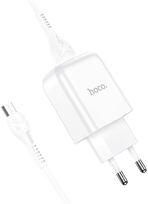 ЗП Hoco N2 Vigour (1 USB) + Кабель MicroUSB, White