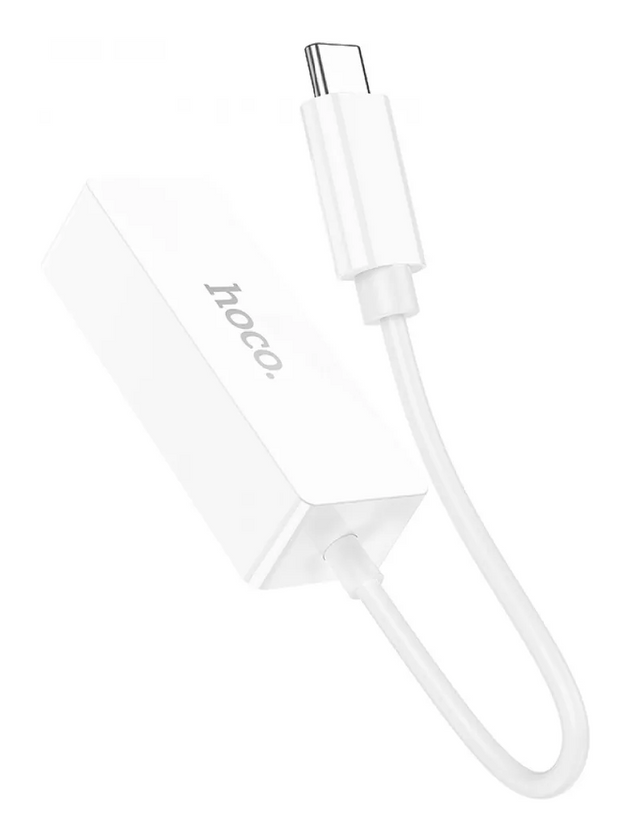 Перехідник Hoco UA22 Acquire Type-C ethernet adapter (100 Mbps), White