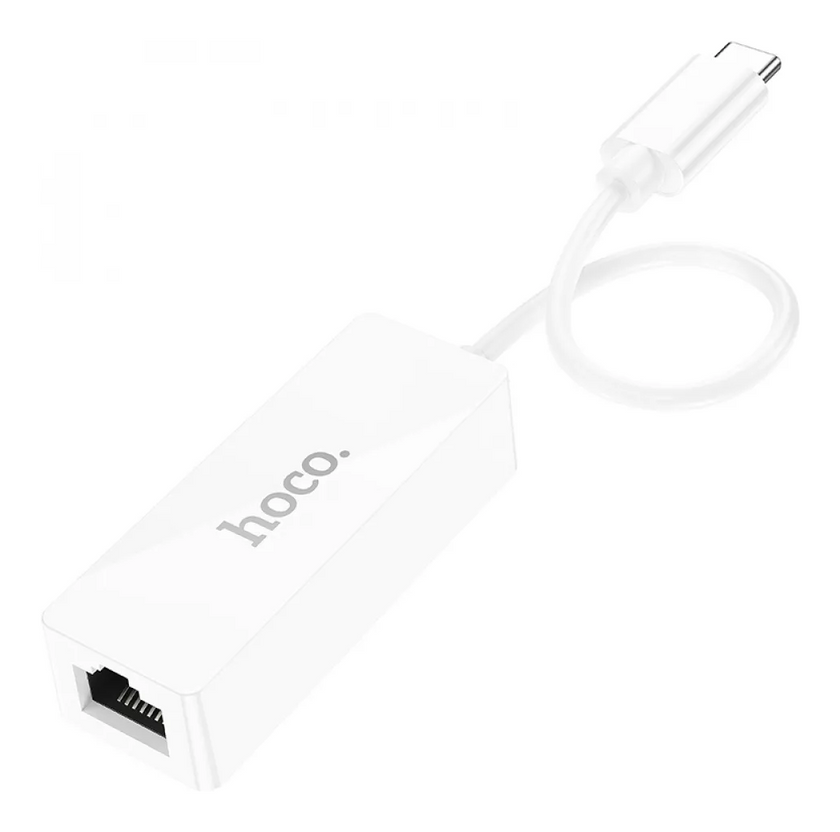 Перехідник Hoco UA22 Acquire Type-C ethernet adapter (100 Mbps), White