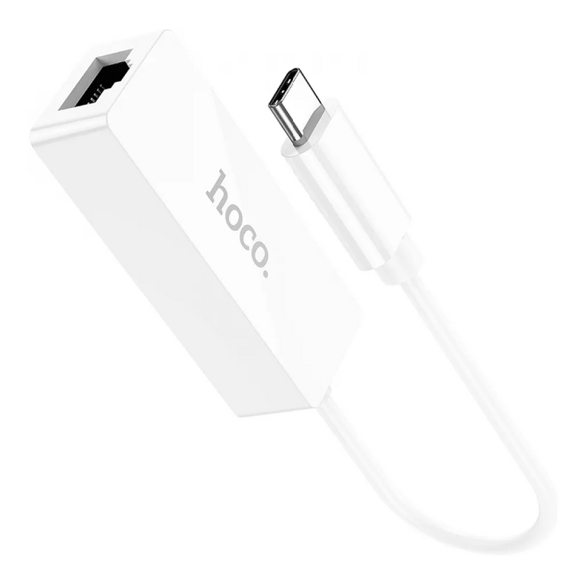 Перехідник Hoco UA22 Acquire Type-C ethernet adapter (100 Mbps), White