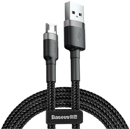 Кабель Baseus Cafule Micro USB 2.4A (1m), Gray/Black, Gray/Black, (CAMKLF-BG1)
