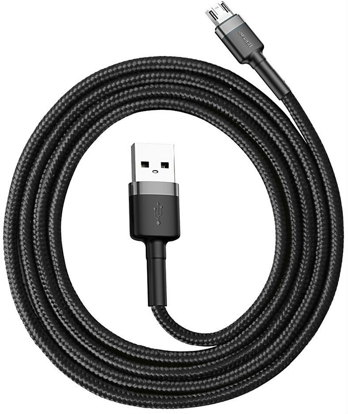 Кабель Baseus Cafule Micro USB 2.4A (1m), Gray/Black, (CAMKLF-BG1)