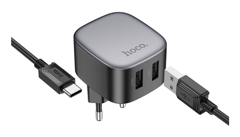 ЗП Hoco CS31A Wing dual-port 2.1A Type-C, Black
