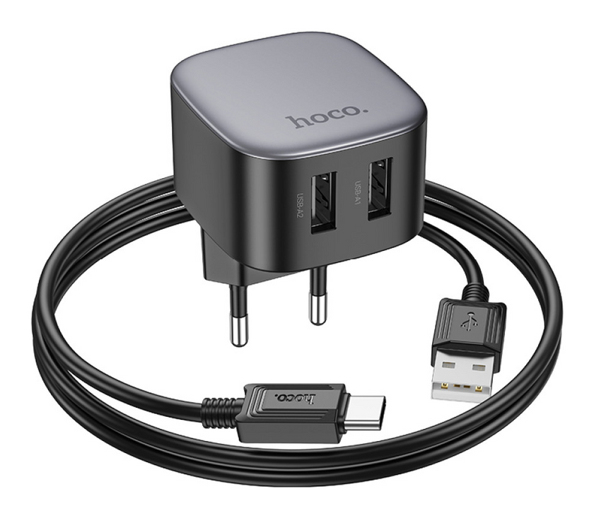 ЗП Hoco CS31A Wing dual-port 2.1A Type-C, Black