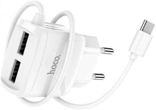 ЗП Hoco C59A Mega Joy + Cable (Type-C) 2USB, White