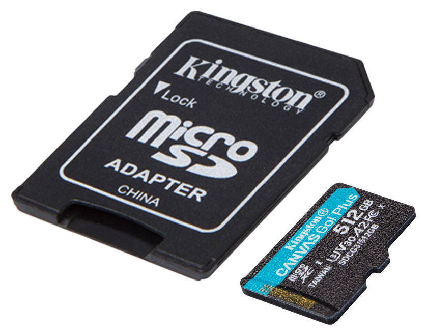 Карта пам'яті MicroSD 512GB Kingston Canvas Go+ U3 V30 (R170/W90) + Adapter SD