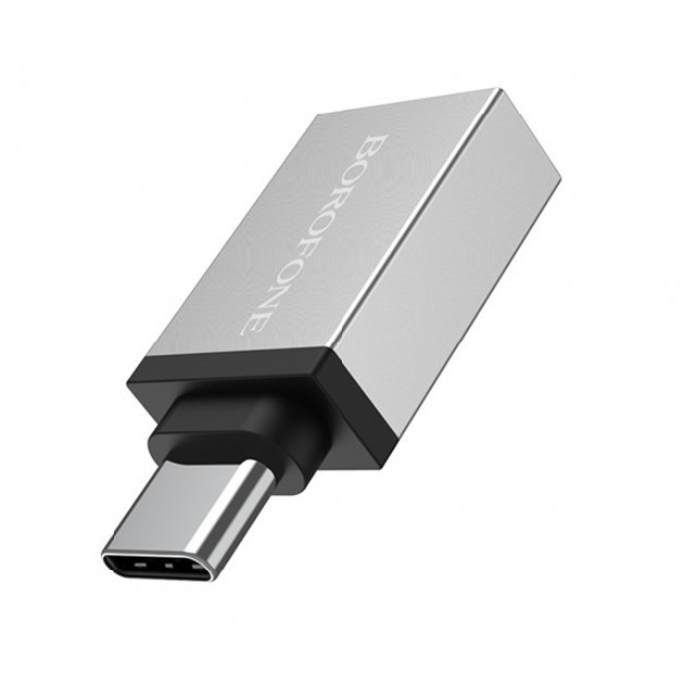 Перехідник Borofone BV3 OTG USB - Type-C (Сталевий), Silver
