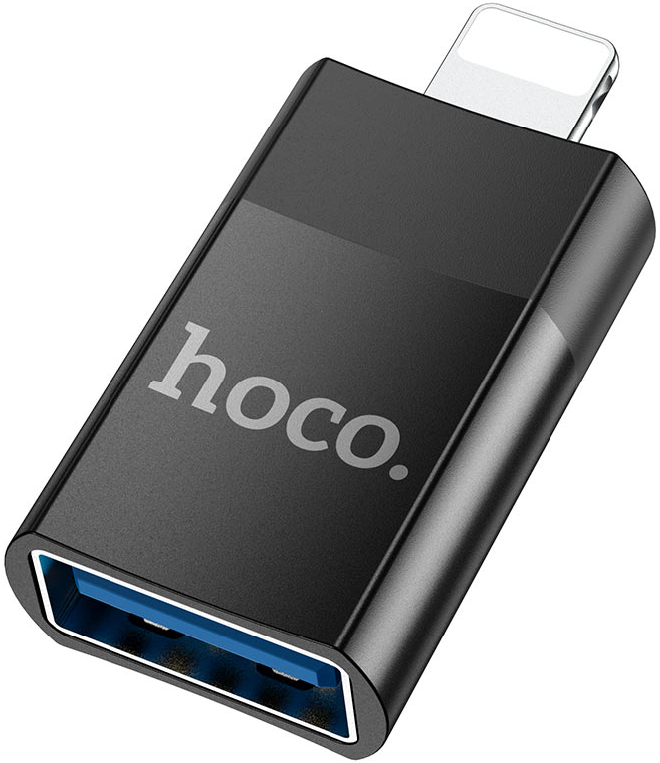 Перехідник Hoco UA17 USB to Lightning, Black