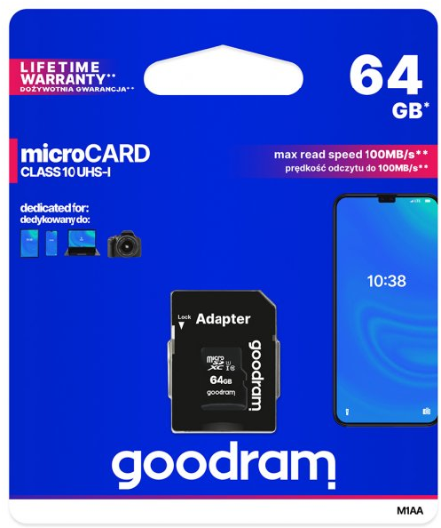 Карта пам'яті MicroSD 64GB GoodRam (UHS-1) + Adapter SD