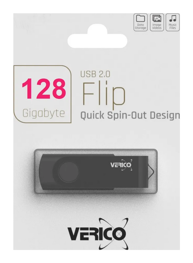 Флешка Verico USB 128GB Flip, Black