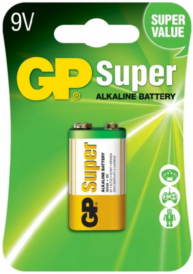 Батарейка GP SUPER Alkaline 9V 1604A (6LF22/6LR61/6LP3146/MN1604)