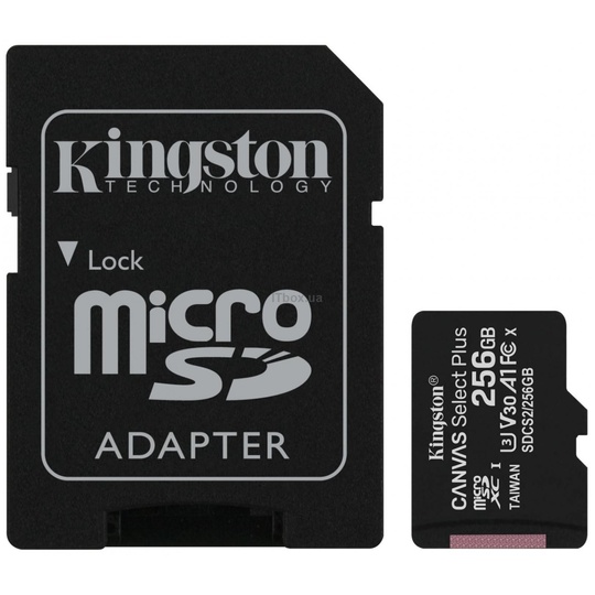 Карта пам'яті MicroSD 256GB Kingston Canvas Select Plus A1 (R100/W85)