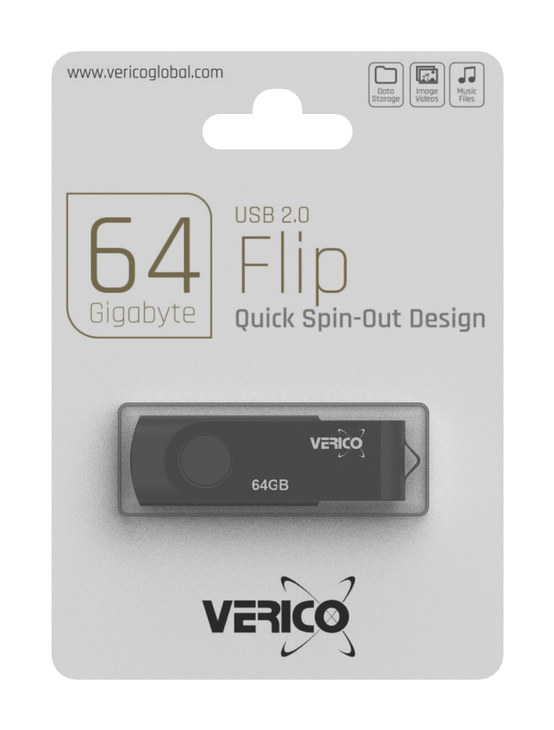 Флешка USB 64GB Verico Flip, Black