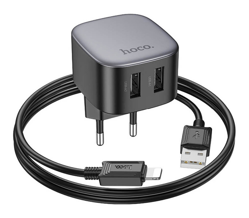 ЗП Hoco CS31A Wing dual-port 2.1A Lightning, Black
