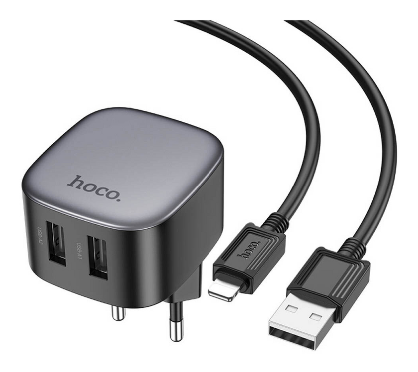 ЗП Hoco CS31A Wing dual-port 2.1A Lightning, Black