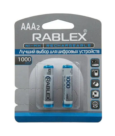 Аккумулятор Rablex R03 AAA 1000 mAh Li-ion 3.7V 2шт.