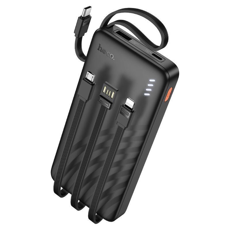 Power Bank Hoco J146 Night tide 10000mAh 5V-2A (1A1C)+4 каб.USB-A/Type-C/Micro/Lightning, Black