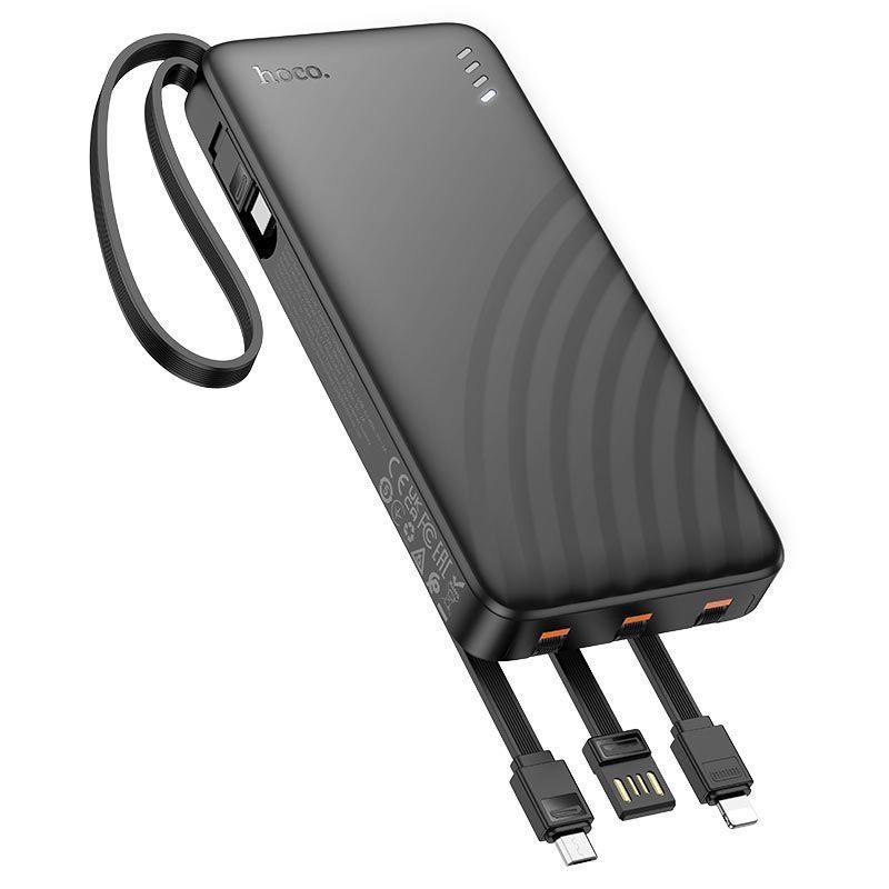 Power Bank Hoco J146 Night tide 10000mAh 5V-2A (1A1C)+4 каб.USB-A/Type-C/Micro/Lightning, Black