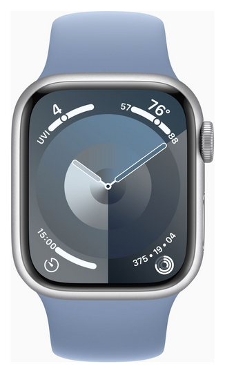Смарт-годинник Apple Watch Series 9 GPS+LTE 41mm Silver Al Storm Blue Sport Band - S/M, Silver, (MRHV3)