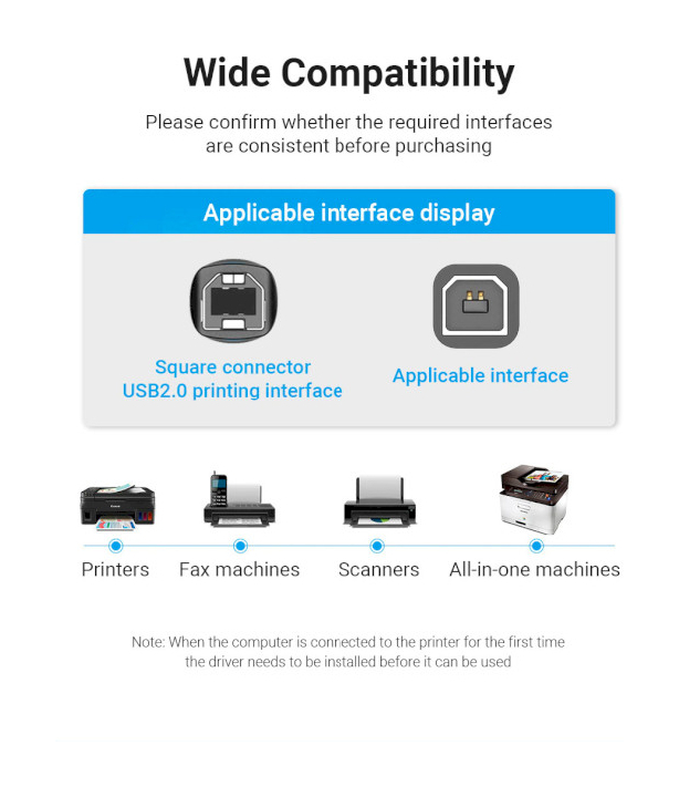 Кабель USB AM-BM, 1.0 м, 480Mbps Printer PVC Vention