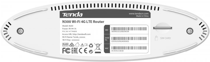 Бездротовий маршрутизатор (роутер) Tenda 4G03 4G LTE WiFi