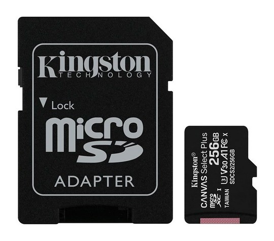 Карта пам'яті MicroSD 256GB Kingston Canvas Select Plus A1 (R100/W85) + Adapter SD