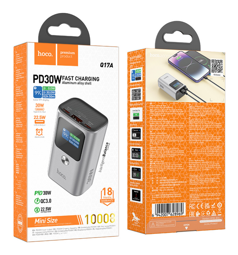 Power Bank Hoco Q17A Electric 10000mAh PD30W, Gray