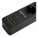 Мережевий фільтр Proove Power Strip P-03 (3 розетки + 4 USB + 2 Type-C) 2М, Black