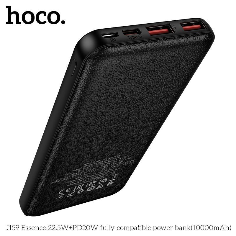 Power Bank Hoco J159 Essence 10000mAh 22.5W+PD20W (2A1C1M), Black