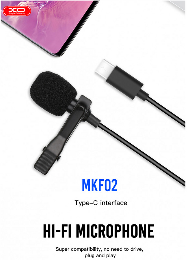 Мікрофон петличний XO MKF02 Type-C з затискачем
