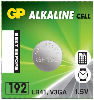 Батарейка GP дискова Alkaline Button Cell 1.5V 192-U10,AG3 LR41 1шт.