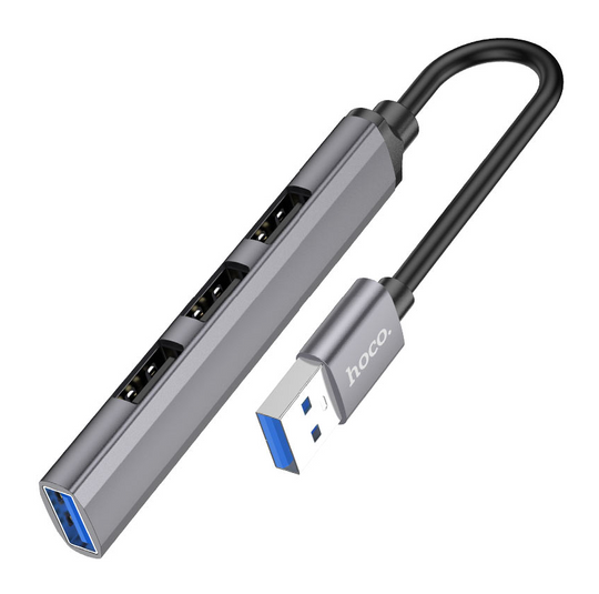 USB-Хаб Hoco HB26 4 in 1 (Type-C to 1хUSB3.0 + 3хUSB2.0), Metal Gray