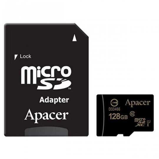 Карта пам'яті MicroSD 128GB Apacer UHS1 (Class 10) + Adapter SD
