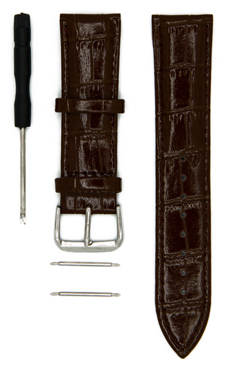 Ремінець для годинника універсальний Genuine Leather Croco 20mm, Brown