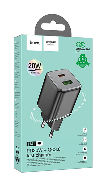 ЗП Hoco N41 Almighty PD20W+QC3.0, Black