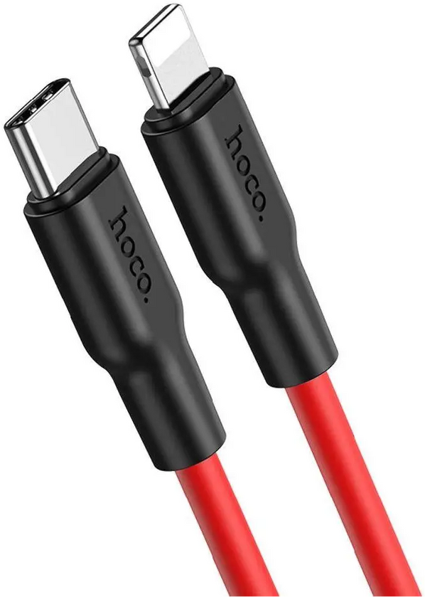 Кабель Hoco X21 Plus Silicone (PD) Type-C - Lightning 20W 3.0A (1m), Black/Red